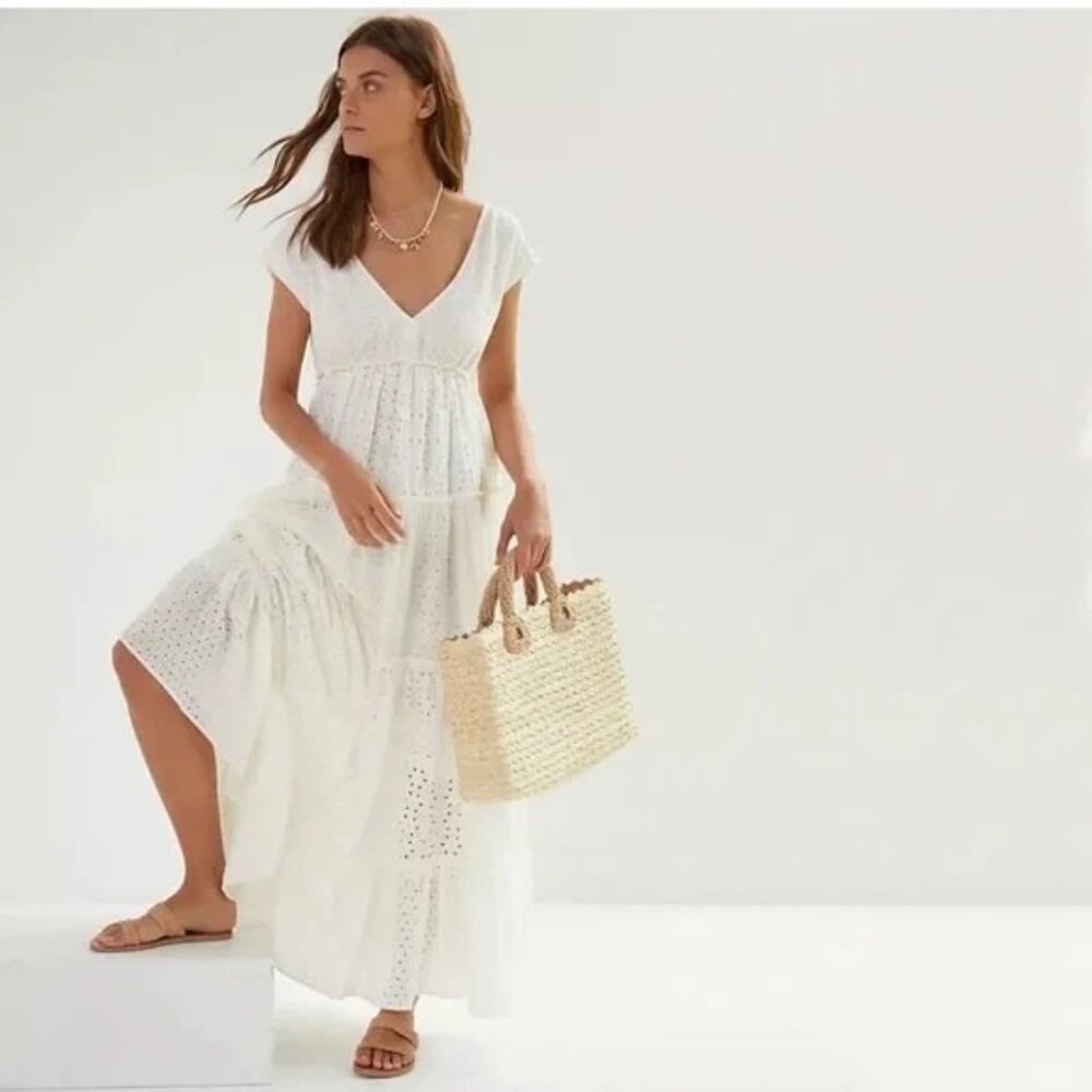 Anthropologie White Eyelet Maxi Dress